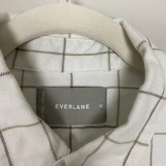 Everlane The Brushed Flannel Shirt Window Pane Button Down Long Sleeve White M - Picture 3 of 7